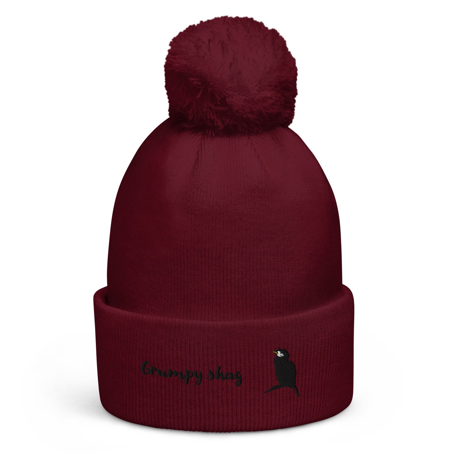 Grumpy shag double layer Pom pom beanie