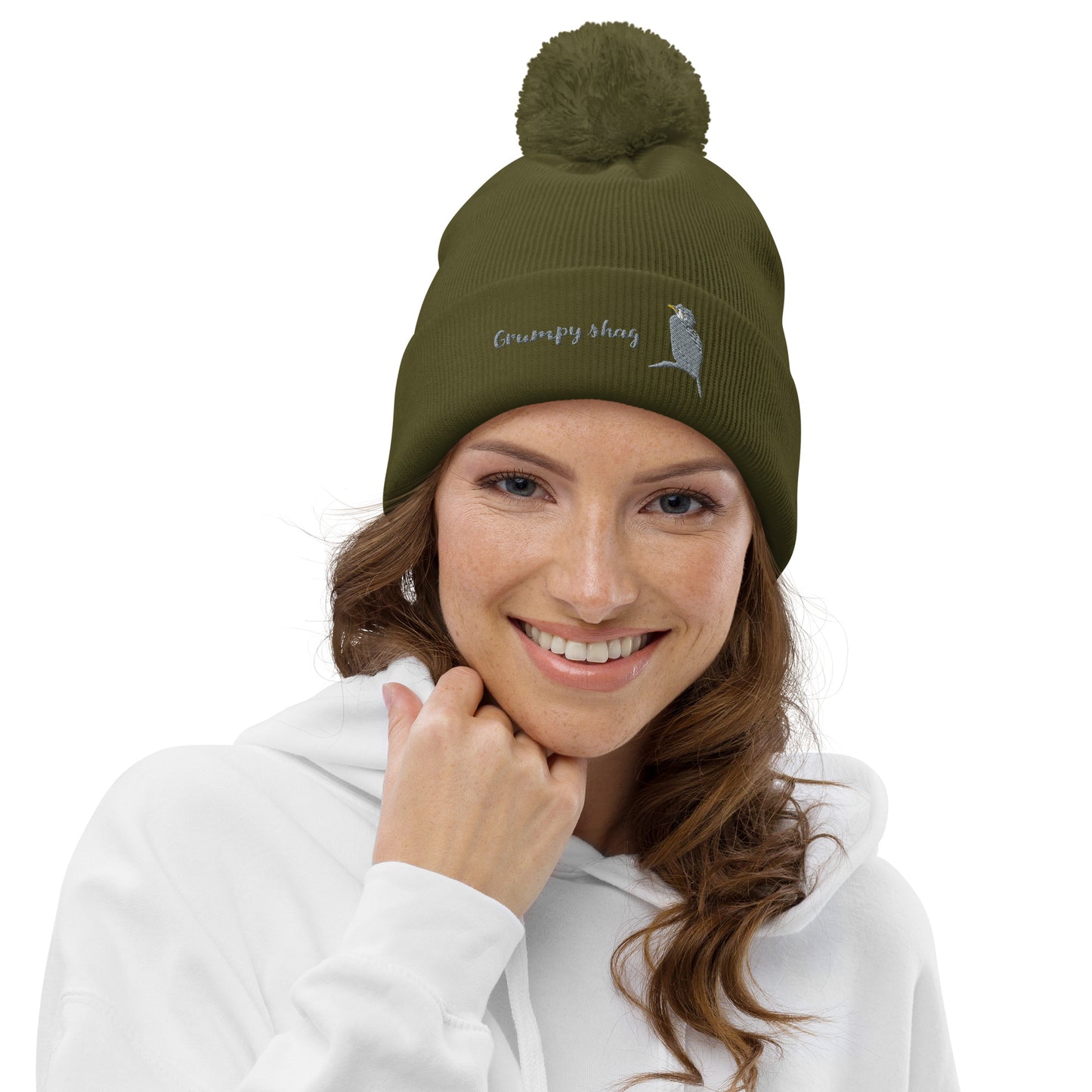 Grumpy shag double layer Pom pom beanie