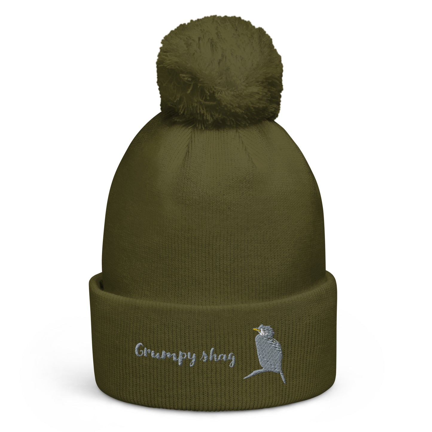 Grumpy shag double layer Pom pom beanie
