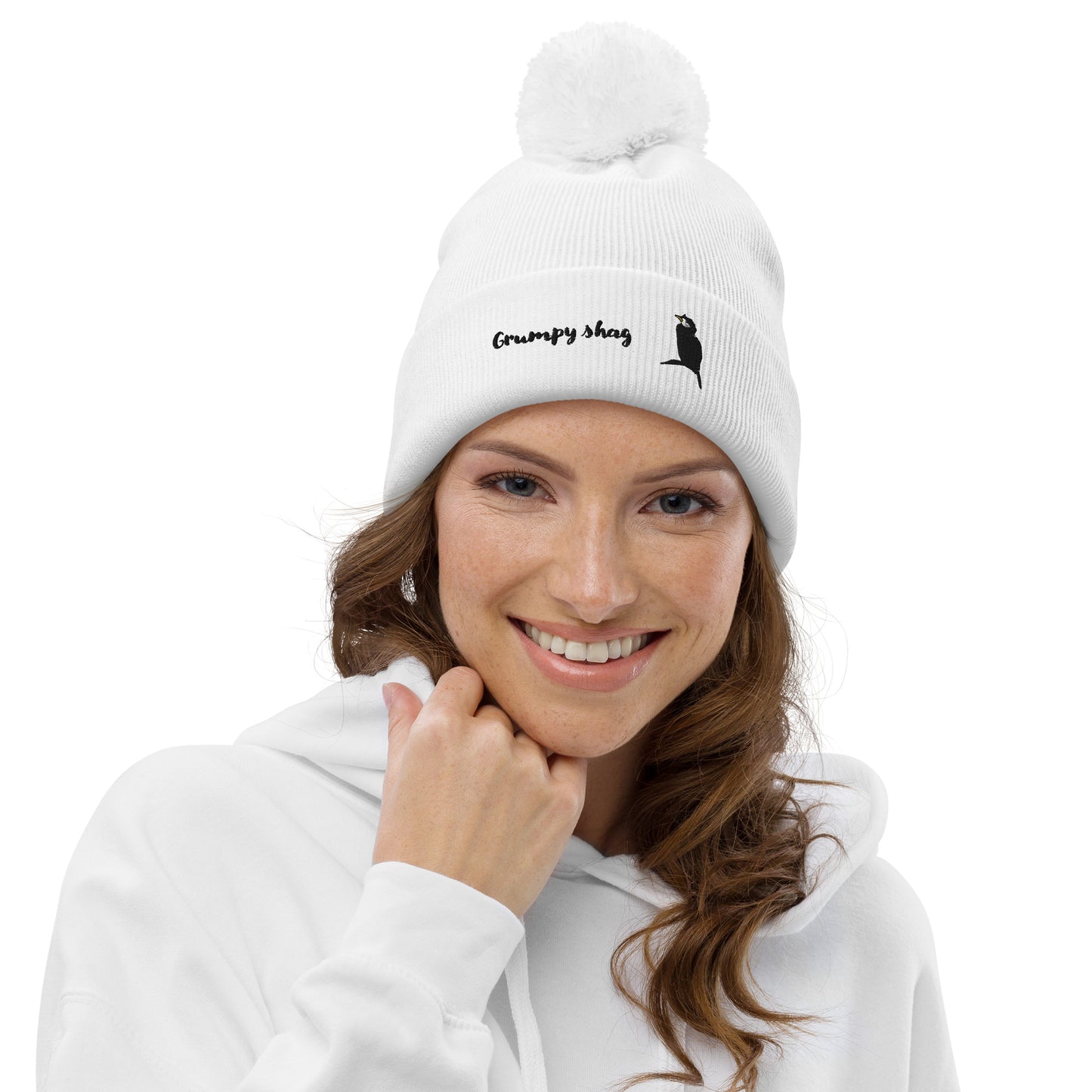 Grumpy shag double layer Pom pom beanie