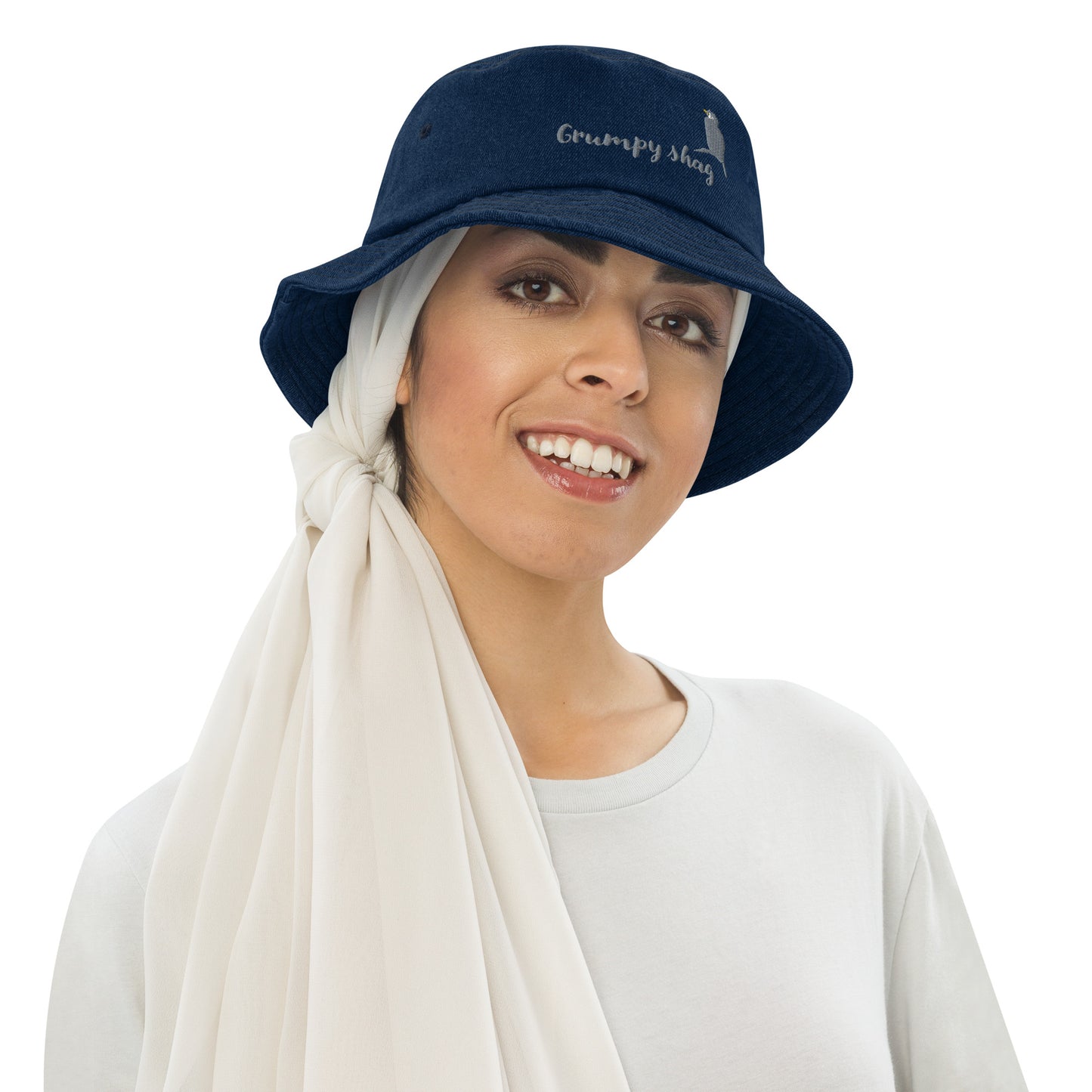 Grumpy shag Denim bucket hat
