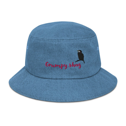 Grumpy shag Denim bucket hat