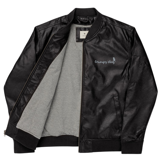 Grumpy shag Leather Bomber Jacket