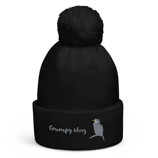 Grumpy shag double layer Pom pom beanie